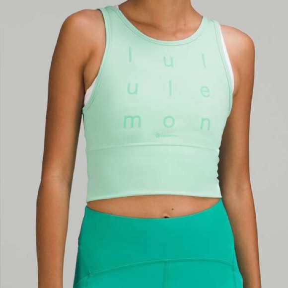 NWOT Lululemon Power Pivot Everlux Tank Top *Motif Wild Mint - Picture 1 of 8